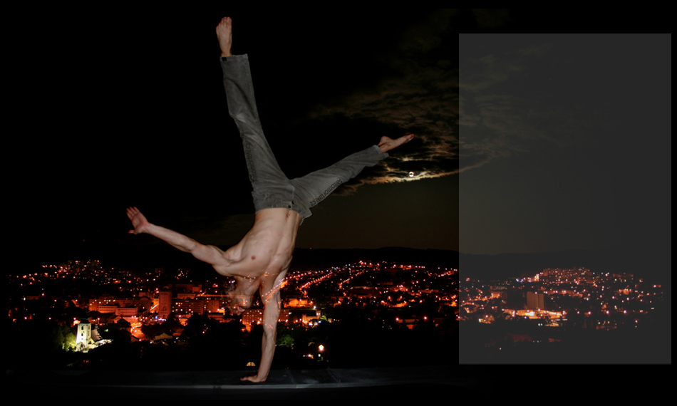 Tom Rydval - one-hand cartwheel on the edge of a roof