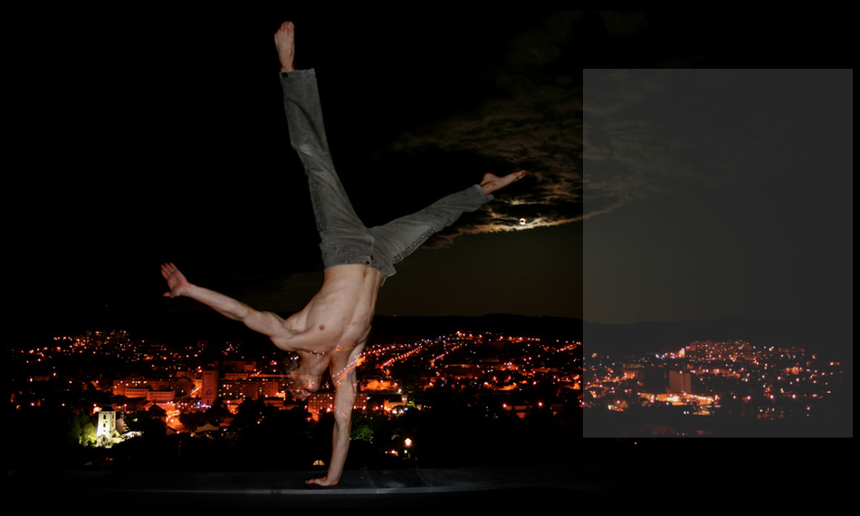 Tom Rydval - one-hand cartwheel on the edge of a roof